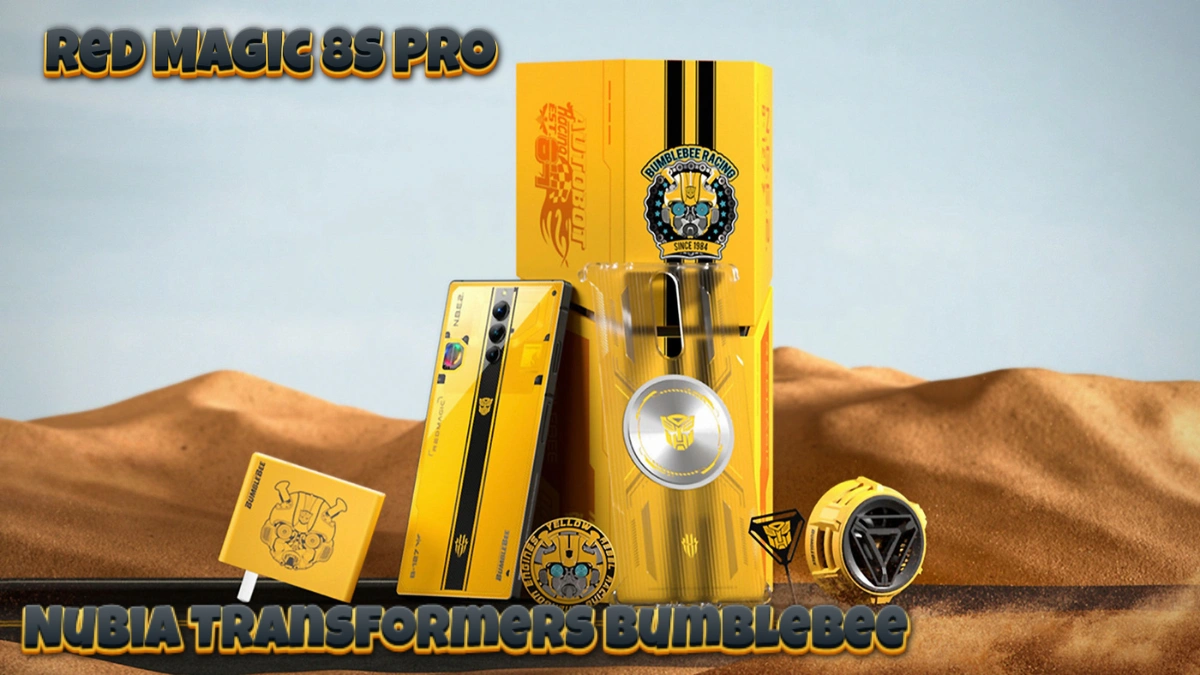 Red Magic 8S Pro Transformers Bumblebee Edition gaming smartphone with yellow-black design.